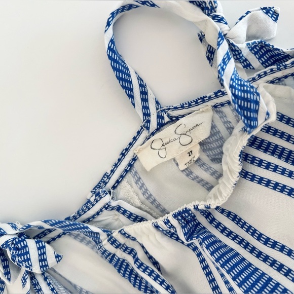 BEAUTIFUL Jessica Simpson Blue and White Striped Romper SET - Girls 2T - Picture 4 of 6